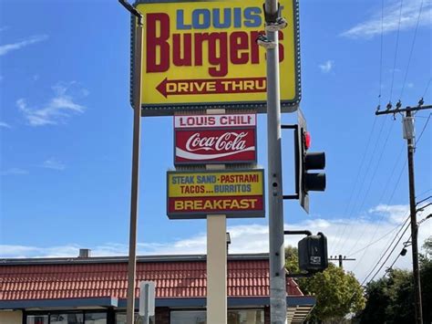 Louis burgers - Service: Take out Meal type: Breakfast Price per person: $10–20 Food: 4 Service: 3 Atmosphere: 3 Recommended dishes: Fries, Chicken Sandwich, Steak and Eggs. Show replies (1) Request content removal. A Google User 7 months ago on Google. Louis Burger III - Thanks for the service .. I highly enjoyed our first experience dining in this …